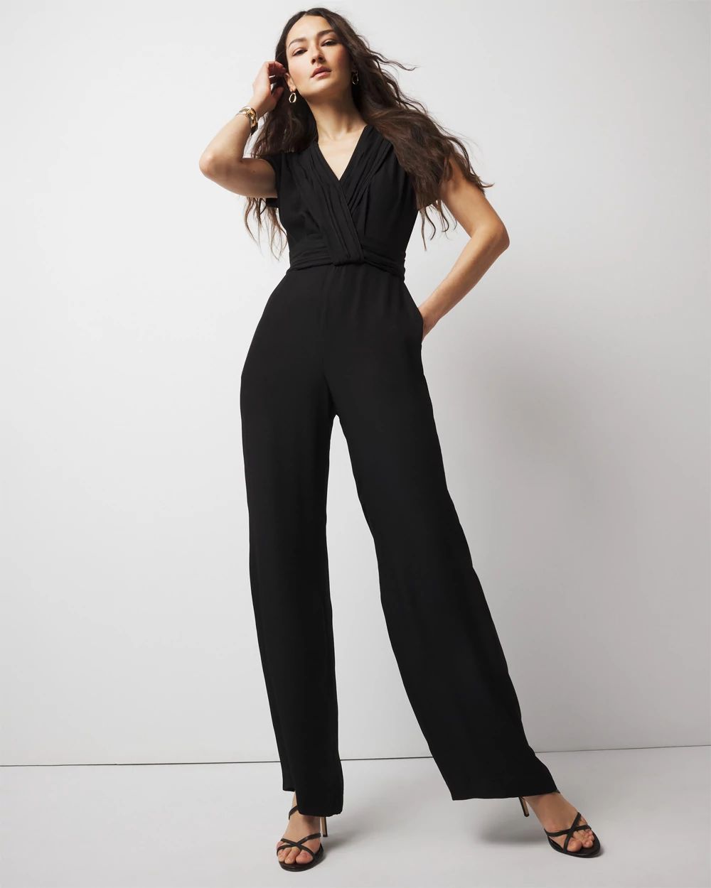 Petite Crossover-Front Jumpsuit | White House Black Market